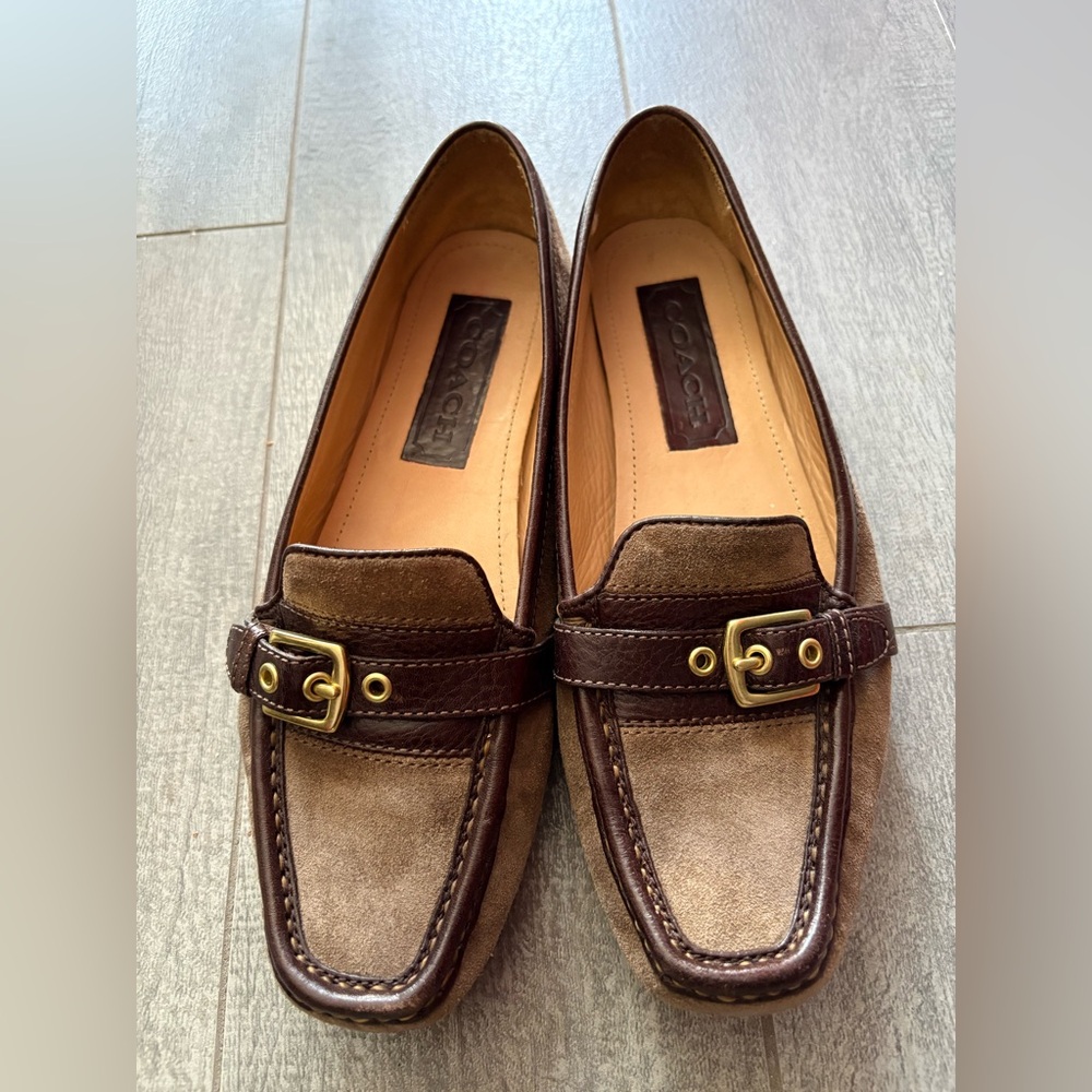 Coach Suzie suede leather loafers driving mocs women brown 9